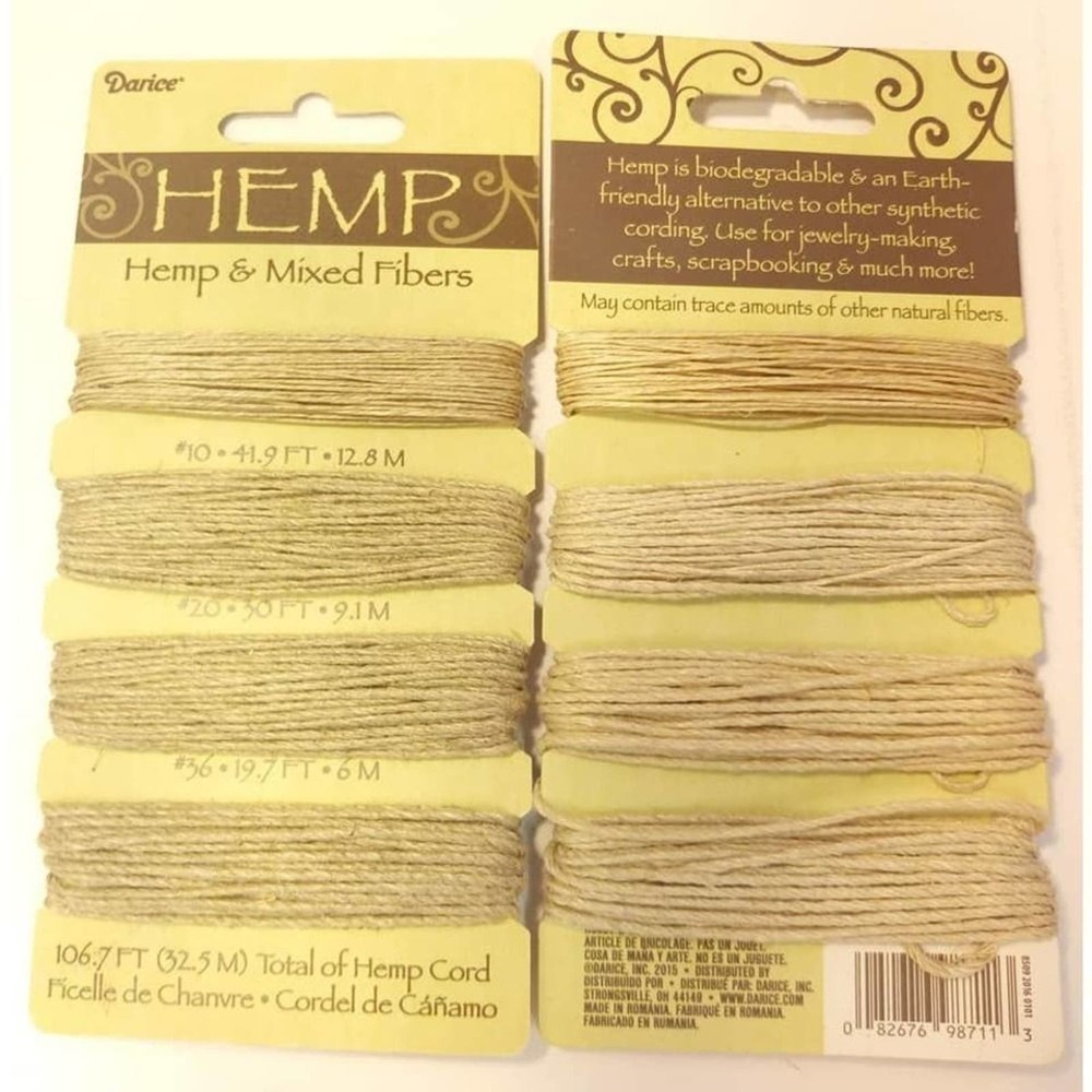 Darice Hemp & Mixed Fibers 106.7 Ft Cord Braiding‎ Jewelry Neutral Earth Tones